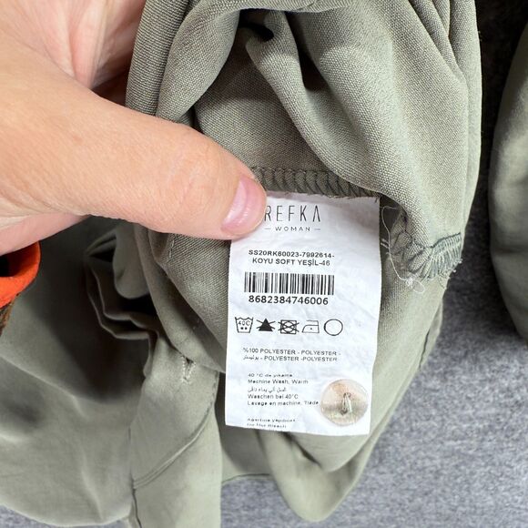 Refka Shirt Women 14 Gray Button Up Crew Neck Long Sleeve Casual Solid Comfort - Picture 4 of 7